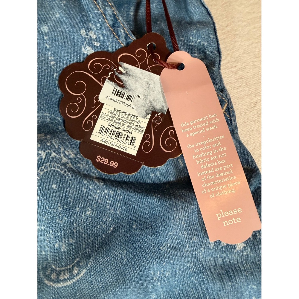 Knox Rose Blue Paisley Chambray Joggers Elastic Waist Boho Pants Large NEW - Picture 2 of 15